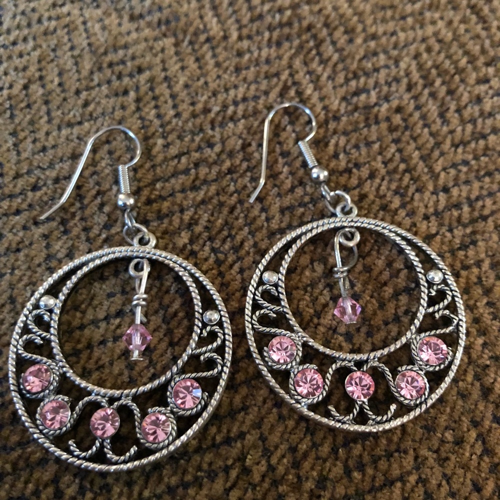 Pink Swarovski Crystals Earrings